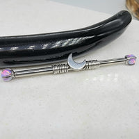 Purple Opal + Crescent Moon Industrial Barbell