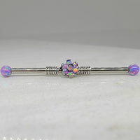 Purple Opal Flower Industrial Barbell