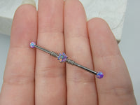 Purple Opal Flower Industrial Barbell