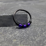Black + Deep Violet Beaded Hoop
