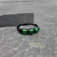 Black + Green Beaded Hoop