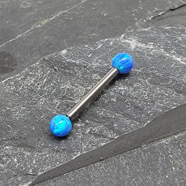 Blue Opal Ended Straight Barbell