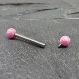 Pink Opal Ended Straight Barbell