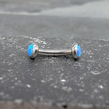 Titanium Blue Opal Minimalist Flat End Curved Barbell