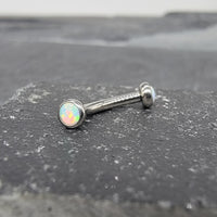 Titanium White Opal Minimalist Flat End Curved Barbell