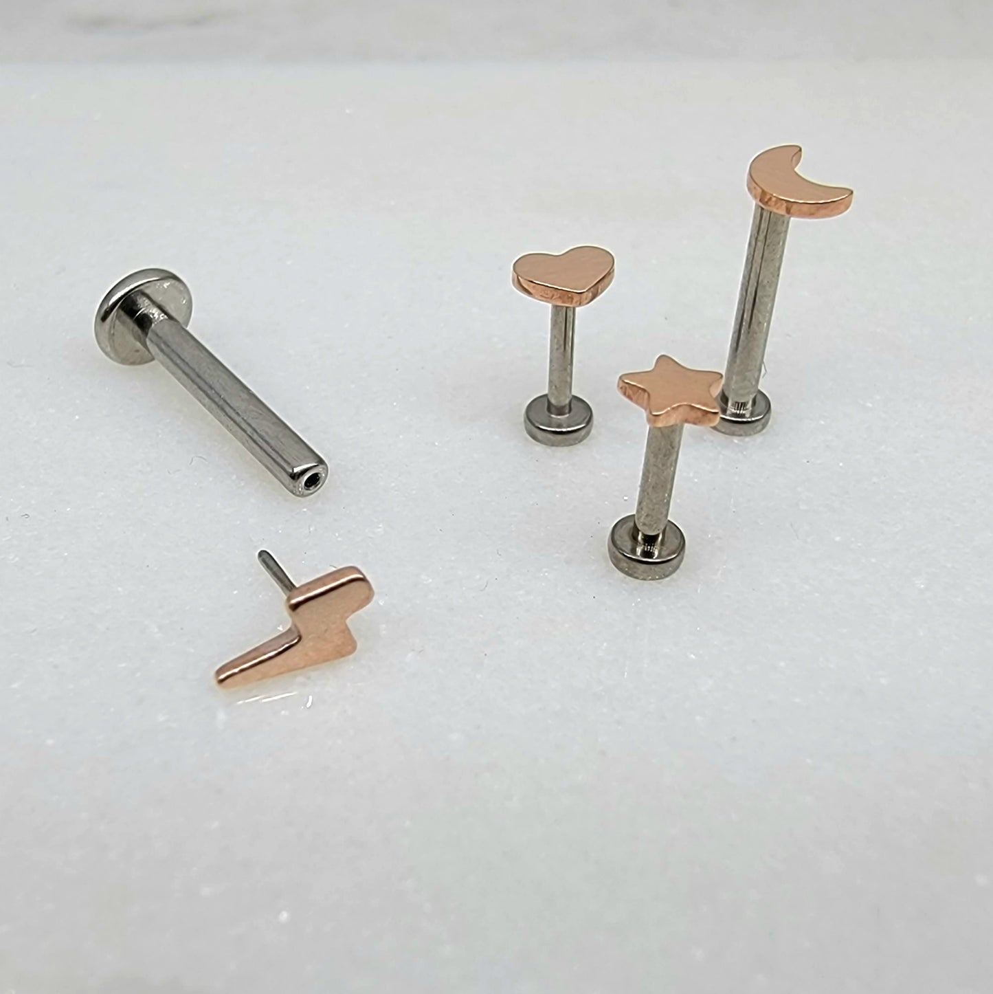 Titanium Threadless Rose Gold Stud