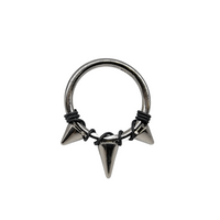 Titanium Triple Spike + Matte Black Niobium Banded Jewelry Clicker