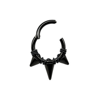Black Titanium Triple Spike + Matte Black Niobium Banded Jewelry Clicker