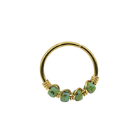 Gold + Picasso Green Beaded Hoop