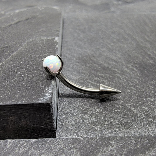 White Opal Claw + Spike Curved Barbell