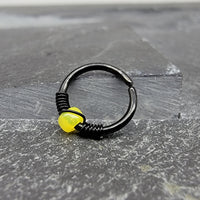 Black + Yellow Beaded Hoop