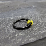 Black + Yellow Beaded Hoop