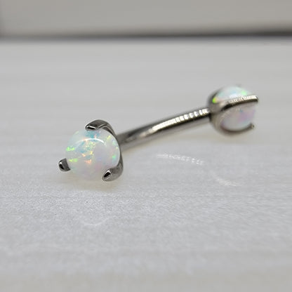 White Opal Claw Curved Barbell