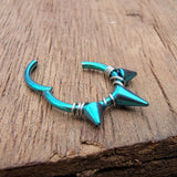 TEAL Titanium Triple Spike + Banded Jewelry Clicker