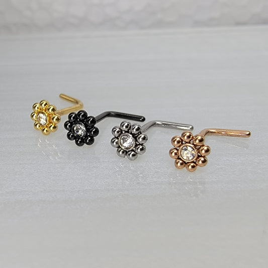 Beaded Flower Nostril Stud