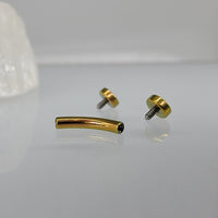 Rose Gold Titanium Minimalist Flat End Curved Barbell
