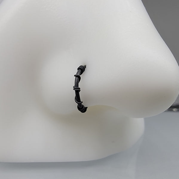 Matte Black Banded Niobium Bendable Piercing Hoop