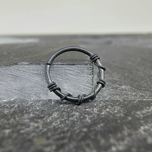 Matte Black Banded Niobium Bendable Piercing Hoop