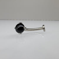 Black Onyx Floating Belly Button Ring Curved Barbell
