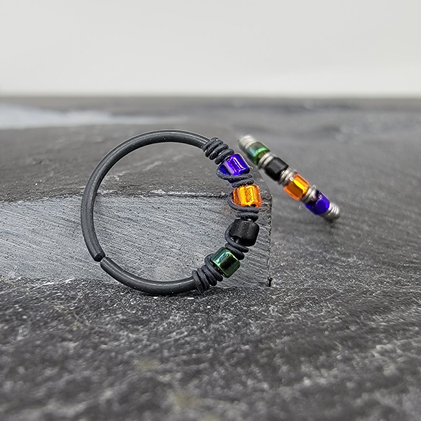 Niobium Halloween Beaded Hoop