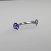Purple Cubic Zirconia Curved Barbell