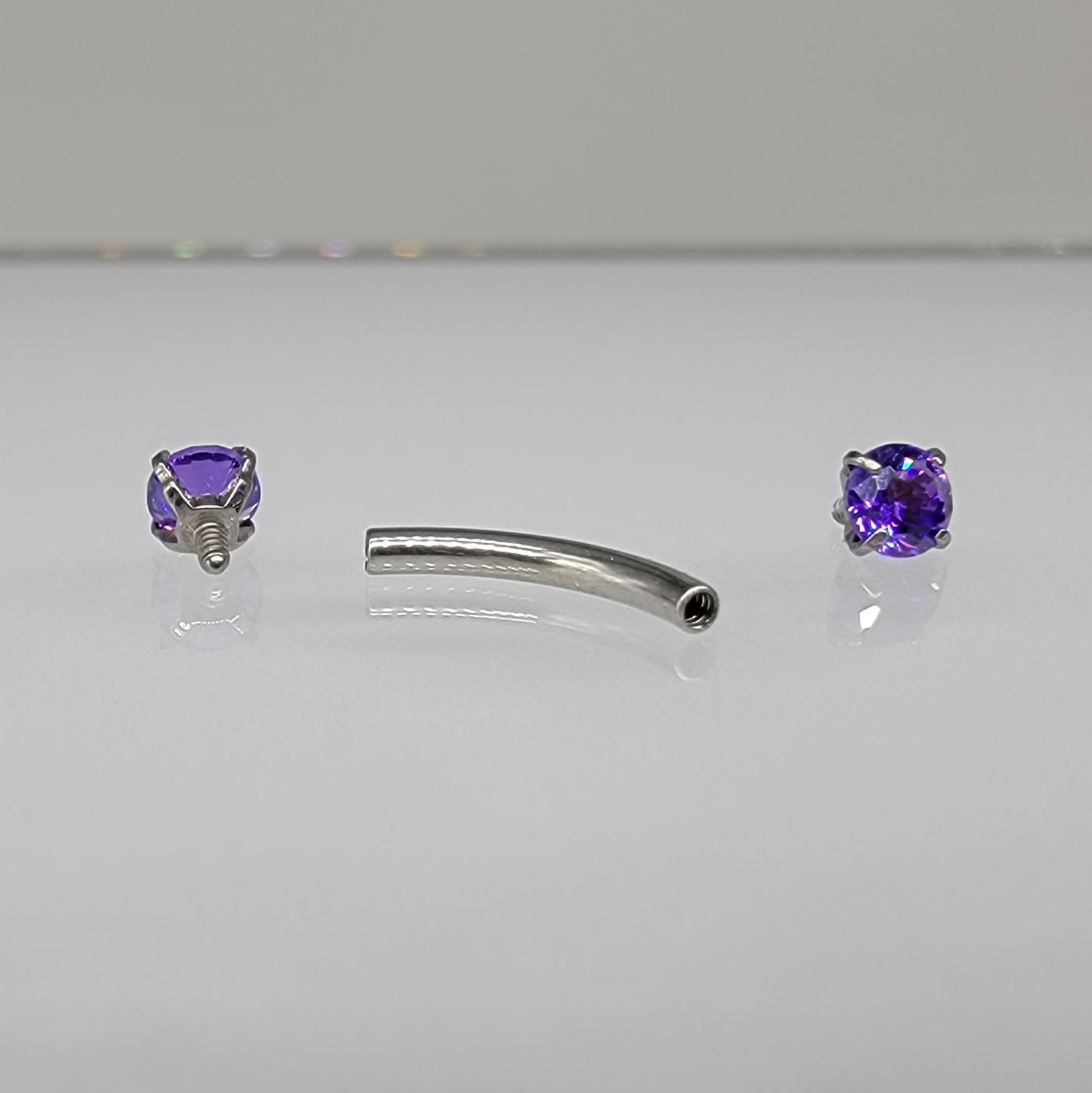 Purple Cubic Zirconia Curved Barbell