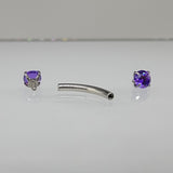 Purple Cubic Zirconia Curved Barbell