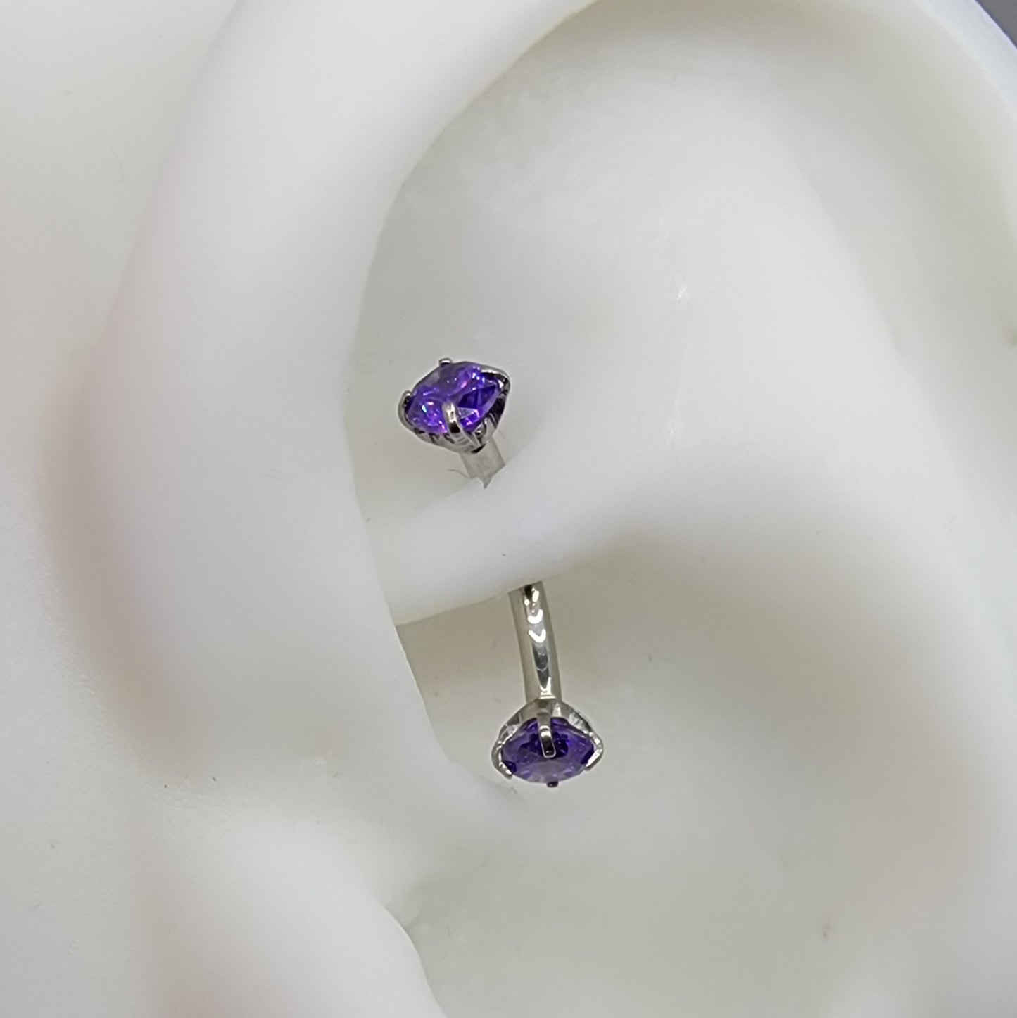 Purple Cubic Zirconia Curved Barbell