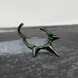 Black & Green Titanium Triple Spike + Banded Jewelry Clicker