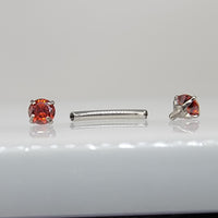 Red Cubic Zirconia Curved Barbell