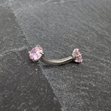 Pink Cubic Zirconia Curved Barbell