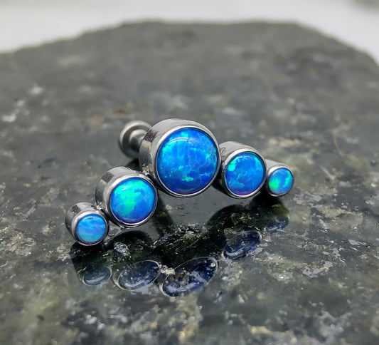 Blue Opal Cluster Threadless Labret