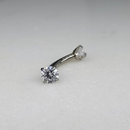 Clear Cubic Zirconia Curved Barbell