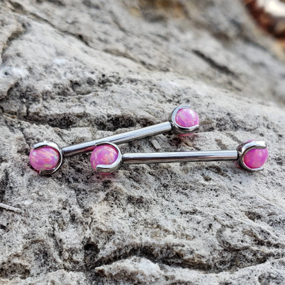 Titanium Pink Claw Set Opal Barbells in 14g