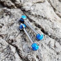 Titanium Blue Claw Set Opal Barbells in 14g