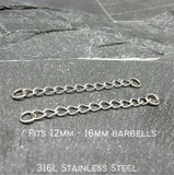 1" Chains for Nipple Piercing Barbells